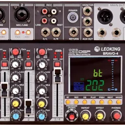 4 Channel DJ Bluetooth Audio Mini Mixer with Effects, USB Interface, BT, Stereo Powered Sound Mixer-3