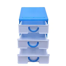 Kuber Industries Blue Three Layer Drawer Storage Cabinet Box image 3