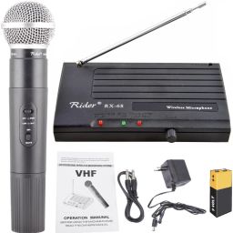 200ft Wireless Range Rider Rx-68 Vhf Series Wireless / Cordless Microphone Single Channel Cordless Portable Professional Handheld Single Channel Transmitter Microphone Mic Set Very High Frequency Wireless Cordless Microphone System for Studio, Karaoke, Radio, Live-performances, Conference, Musical Shows, Opera, Public Speeches , Meetings, Class Room Teachings, Demonstrations, While Move Microphone-1
