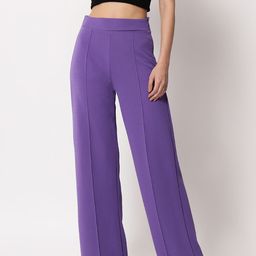 kotty Women Regular Fit Purple Viscose Rayon Trousers-picture-19