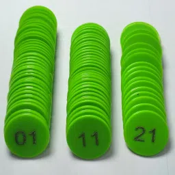 PLASTIC ROUND EMBOSSED PRINTED TOKEN COIN CHIPS FOR STORE CASINO SCHOOL|1 TO 100 Coin Bank-picture-28