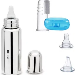 Stainless Steel Feeding Bottle & Finger Brush with 2 extra teat - 300 ml-image-11