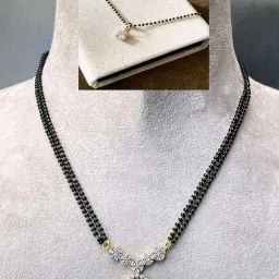 Bhumi09 Fancy AD New Stylish Gold Mangalsutra Black Bead For women Brass Mangalsutra-image-47