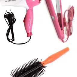 SMIETRZ Premium Hair Brush & Hair Straightener & Foldable 2 Speed Hair Dryer Personal Care Appliance Combo-image-2