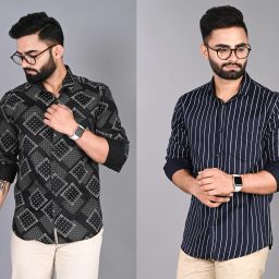 Men Slim Fit Printed Spread Collar Casual Shirt-image-44
