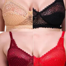 Pack of 4 Women Bralette Non Padded Bra-29