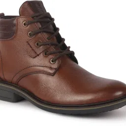 Genuine Leather Lace Up Ankle Chukka Boots|Memory Cushion Formal Biker Boots For Men-image-4