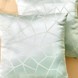 Home Centre Jade Aiko Green & White 2 Pieces Geometric Square Cushion Covers-image-15