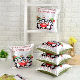 BIGGER FISH White 5 Pieces Cartoon Characters Printed Square Cushion Covers-image-63