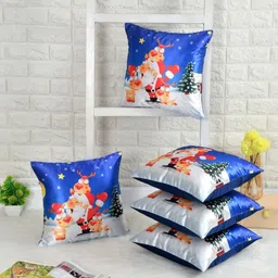 BIGGER FISH Navy Blue 5 Pieces Graphic Printed Square Cushion Covers-image-37