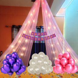Cabana / Canopy Anniversary Decoration Kit Pink-White-Purple-11