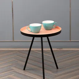 MARKET99 Peach-Coloured & Black Tripod Round Table-18