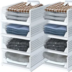 Stacable cupboard rack for cloth storage drawer organizerpc-6 PVC Collapsible Wardrobe-image-79