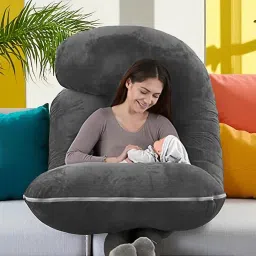 J Shaped Microfibre Solid Pregnancy Pillow Pack of 1-image-74