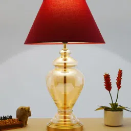 kapoor lampshades Central Customized Cotton Fabric Shade Night Lamp With Metal & Glass Base-picture-25