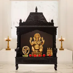 shilpi Black Sheesham Wood Floor Rested Mandir Without Door-picture-4