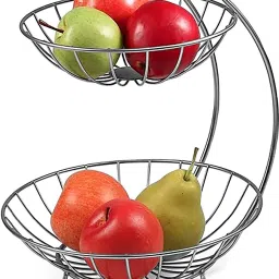 Stainless Steel 2-Tier Fruit & Vegetable Basket for Dining Table/Kitchen/Home Steel Fruit & Vegetable Basket-image-49