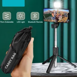 BUFONA Selfie Stick with LED Light, Bluetooth Extendable Selfie Stand Holder+Carry Bag Tripod, Monopod, Monopod Kit, Tripod Kit image 3