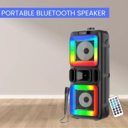 GUGGU Pushpa(PORTABLE BLUETOOTH PARTY SPEAKER) 3D Sound With Karaoke Mic/RGB LightF454 40 W Bluetooth Party Speaker-image-97