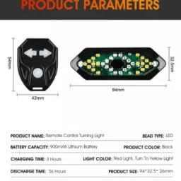 venues Bicycle Turn Signals Remote Control Indicator LED Rear Light USB Rechargeable LED Rear Break Light image 4