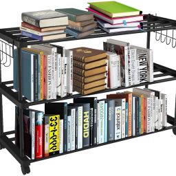 Sturdy Premium Multipurpose Steel Shoe/Chappal/Book/Clothes Rack (3 Shelves) Metal Open Book Shelf-10
