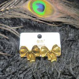 Gold Plated Bow Earrings Alloy Stud Earring-image-6
