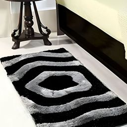 Shopgallery Black & Grey Self-Design Hand-Tufted Anti-Slip Floor Runner-22