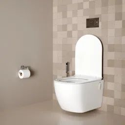 Summer Wall-Hung Rimless P-Trap Western Toilet | High-Grade Ceramic | Anti-Bacterial Glaze | Soft Close Seat | Tornado Flushing System | Wall Mounted Western Commode-image-54