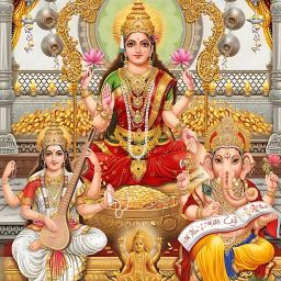 Diwali Special Lakshmi Ganesha Saraswati Photo Frame Acrylic 14 inch x 10 inch Painting-image-1