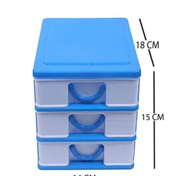 Kuber Industries Blue Three Layer Drawer Storage Cabinet Box image 2