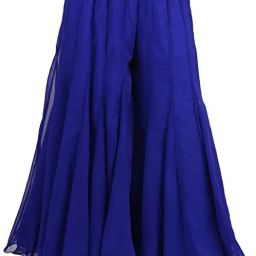 Women Flared Blue Georgette Trousers-image-5
