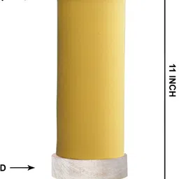 Devansh Yellow Textured Wooden Cylindrical Shaped Table Lamp image 4