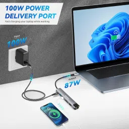 MAYCREATE USB C Hub with Ethernet RJ45 7 in 1 USB Type C Hub with 4K HDMI and PD Charging USB C Hub 7 in 1 Type C Adapter with HDMI SD Ethernet Port Docking Station image 4