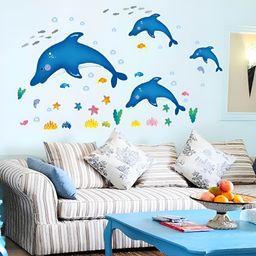 Asian royal Blue & Yellow Printed Self Adhesive 3D Decals & Stickers-image-66