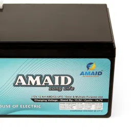 AMAID -Standard 12V 12AH SMF Battery for Use in UPS/Solar and More Instruments. 12 V Offline/Standby Tower Model UPS 2 Outlet Plugs image 2