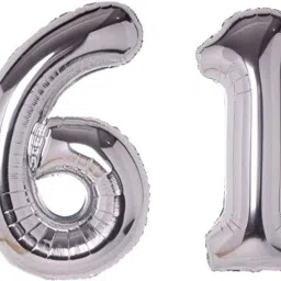 Solid Blue Foil Number 61 Letter Balloon-image-81