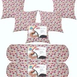 Combo Set 5 Cushion And 2 Microfibre Solid Bolster Pack of 7-7