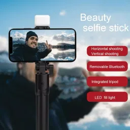 Zohlo 360°Rotation, Selfie Stick And Stand R1S With Flash Light And Remote Control Selfie Stick Extendable& Foldable Bluetooth Selfie Stick image 2