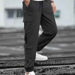 Men Solid Grey Track Pants-image-6