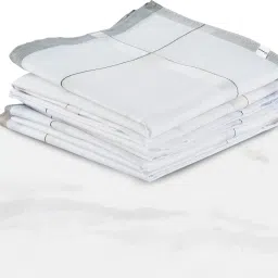 HOMESTIC (Set of 6) Premium Cotton Handkerchief For Men With Box | Fancy Border | White ["White"] Handkerchief-image-84