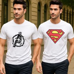 Men Graphic Print Round Neck Polyester White T-Shirt-image-2