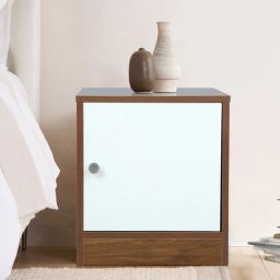 mintwud from pepperfry Elton Bedside table in Columbian Walnut & Frosy White Finish with Storage-picture-22