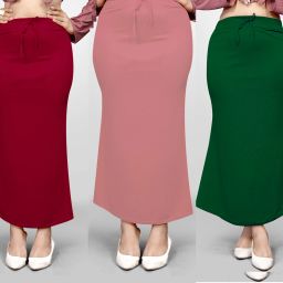 VIDHATA FASHION Fish Cut Petticoat/Peticot Saree Shape Wear Peach, Maroon and Green Lycra Blend Petticoat-image-50
