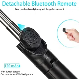Abzura Selfie Stick R1S with LED Light and detachable Bluetooth Wireless Remote, compatible with Smart Phones and medium format Camera Bluetooth Selfie Stick image 2