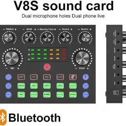 dawnrays Sound Card Audio Mixer With Bluetooth Portable audio Mixer with Sound Effects & Voice Change tones For karaoke podcast live streaming Guitar Microphone image 4