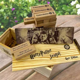 Harry Potter Themed Quiz Tower Game – 48 Blocks w/ Wooden Box Storage-picture-3