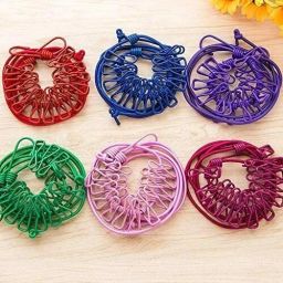 Cloth-Drying Rope with Hooks Elastic Cloth Hanging 12 Clips Plastic Cloth Clips-image-16