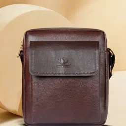 Brown Men & Women Sling Bag - Medium Faux Leather Unisex Crossbody Sling Bag-image-82
