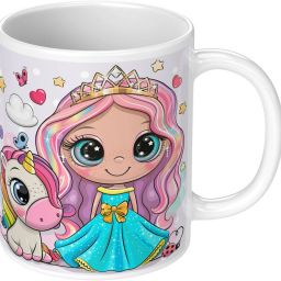 Princess Cup Princess With Unicorn For Boys & Girls Microwave Safe(B-202) Ceramic Coffee Mug-image-43