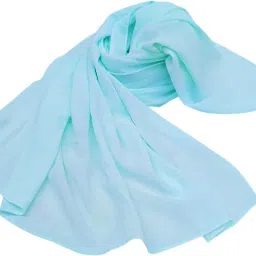 Solid Chiffon Women Light Blue Fancy Scarf, Scarf, Stole, Faux Turtleneck Neck Cover-image-26